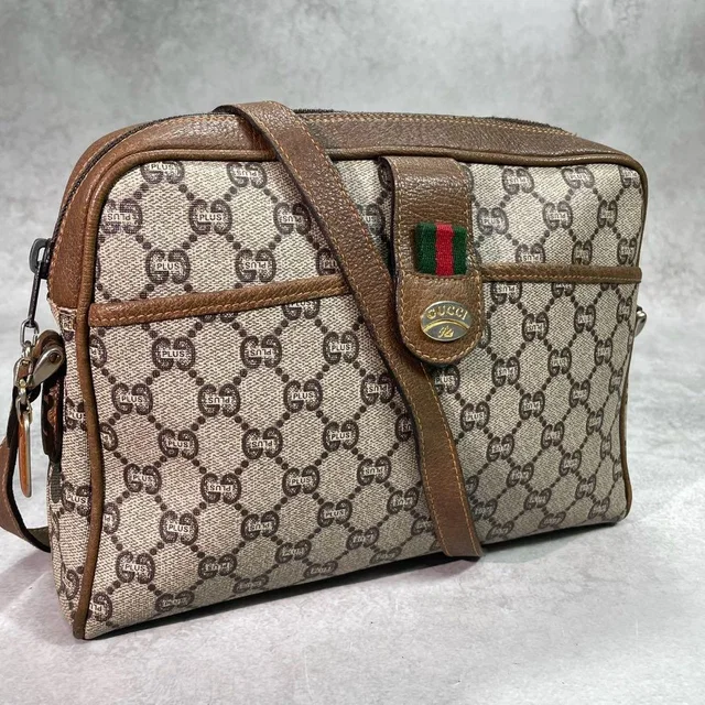 Gucci GG Sherry Line Shoulder Bag Brown Leather in Brown Leather from The Reluxe