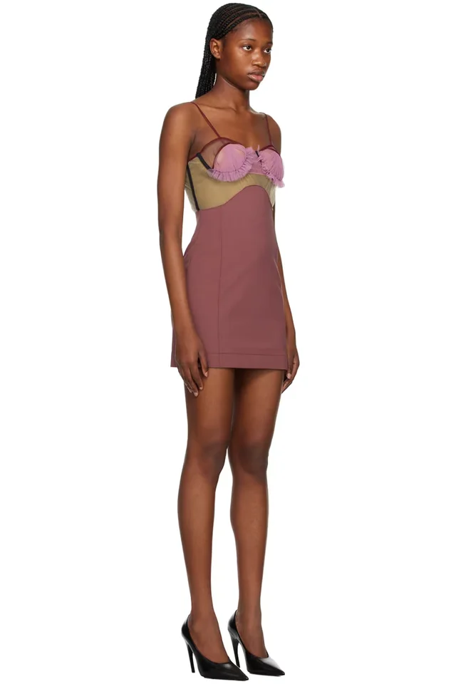 Nensi Dojaka Purple Explosive Flower Bra Minidress, photo 2 of 4 from SSENSE