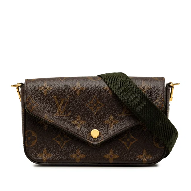 Brown Louis Vuitton Monogram Felicie Strap And Go Crossbody Bag in Brown Coated canvas from Designer Revival