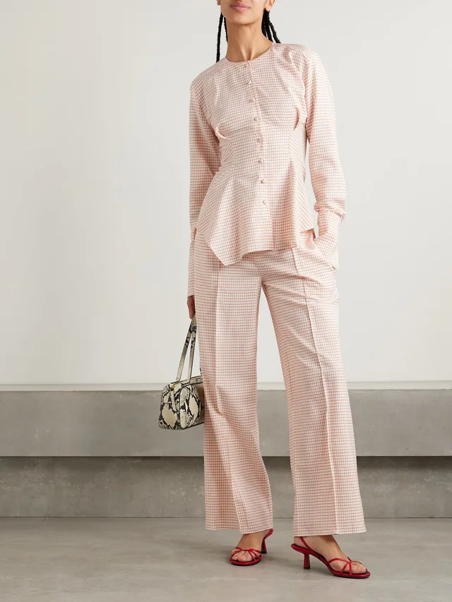 LIBEROWE Poloma checked wool and cotton-blend wide-leg pants in Beige, photo 2 of 2 from NET-A-PORTER (Canada)