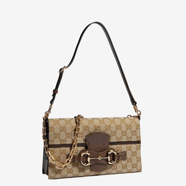 Gucci Horsebit Ristretto Shoulder Bag — Beige Fabric in Beige Leather from HEWI