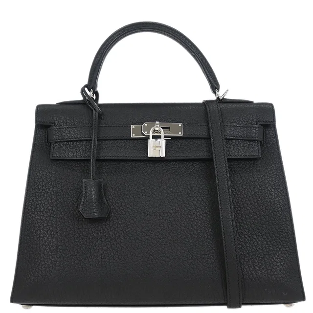 Hermès Fjord Black Kelly 32 Sellier 2way Shoulder Handbag in Black Leather from AMORE Vintage Tokyo