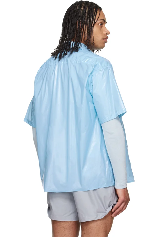 LII Blue Gloss Short-Sleeve Shirt, photo 3 of 4 from SSENSE