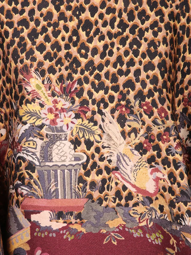 Etro leopard-print floral-pattern poncho, photo 3 of 6 from SENSER