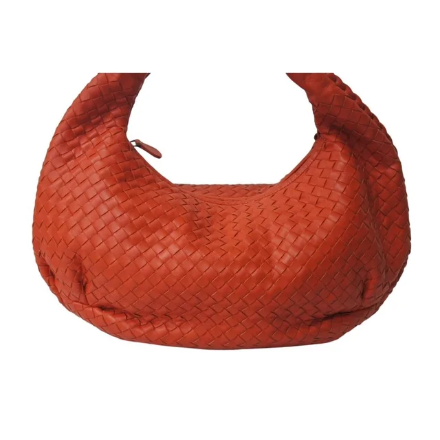 Bottega Veneta Leather Shoulder Intrecciato Semi Bag in red Woven leather from Poshmark, photo 1 of 1