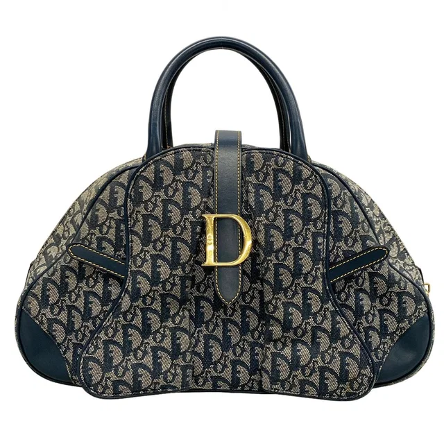 Dior Handbag Double Saddlebag White Navy Leather in White Leather from The Reluxe