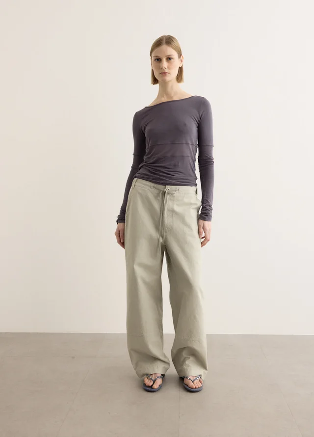 Low Classic Washed Cotton Wide Pants in Beige from Incu, photo 1 of 1