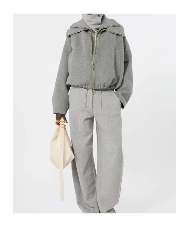 Sportmax Pure wool bomber jacket with removable bib - Medium grey, photo 2 of 6 from SENSER