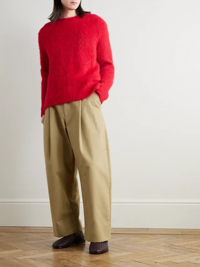 THE ELDER STATESMAN Thistle Brushed Suri Alpaca-Blend Sweater $715 50% off $358 EXCLUSIVE in Red, photo 2 of 2 from MR PORTER