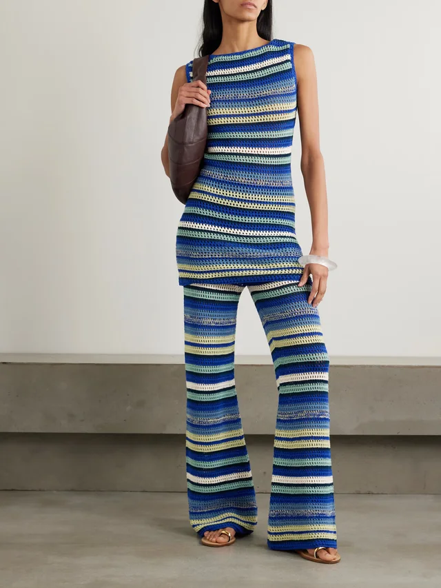 ESCVDO Nevado crocheted cotton flared pants in Blue, photo 2 of 2 from NET-A-PORTER (Canada)