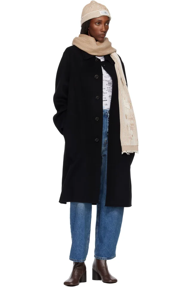 MM6 Maison Margiela Tan & White Amended Optical Ribs Scarf, photo 3 of 3 from SSENSE