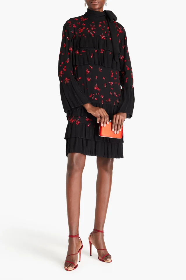 Valentino Garavani Pussy-Bow Embellished Crepe Dress, photo 2 of 4 from THE OUTNET