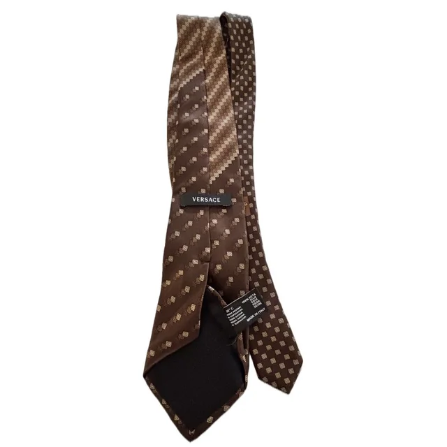 Versace Silk Tie Brown Gold Medusa Pattern Made In Italy Designer Tie in red|brown Silk from Poshmark