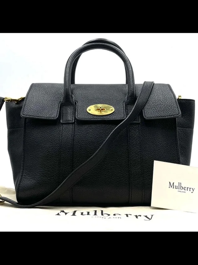 Mulberry Leather Top-Handle Satchel With Gold Turn-Lock in black Leather from Poshmark
