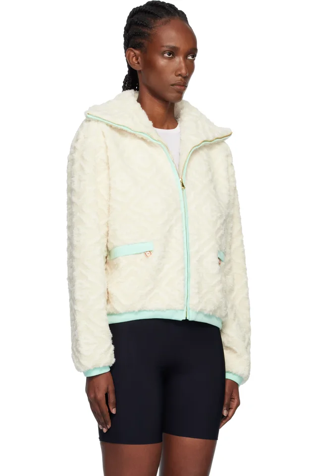 Casablanca Off-White Monogram Jacquard Fleece Jacket, photo 2 of 4 from SSENSE