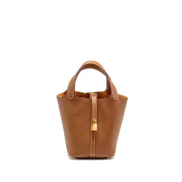 Hermès picotin 18 lock bag clemence gold GHW stamp B in Gold Clemence leather from EMIER