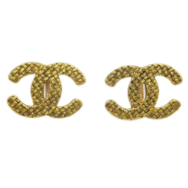 Chanel Gold CC Earrings Clip-On 2878/29 in Gold from AMORE Vintage Tokyo