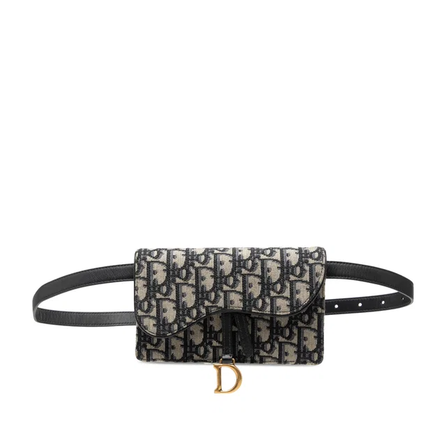 Blue Dior Oblique Canvas Saddle Belt Bag in Blue Canvas from Designer Revival
