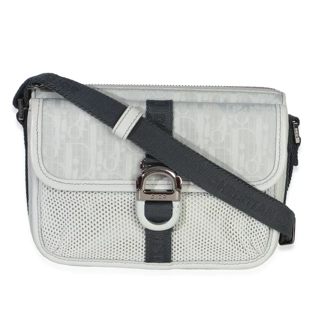Light Blue Oblique Jacquard Dior 8 Pouch With Strap in Blue Nylon from myGemma