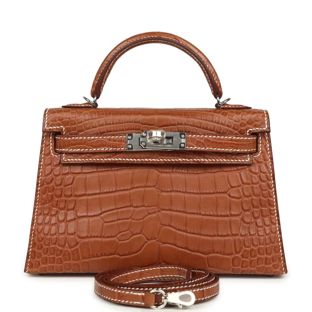 Hermès Special Order (HSS) Kelly Sellier 20 Gold Verso Matte Alligator Palladium Hardware in Gold Crocodile from Madison Avenue Couture