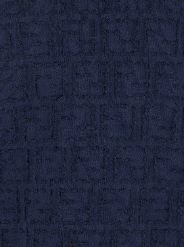 Fendi Blue T-Shirt with All-Over FF Logo Embroidery in Cotton for Men in Blue 100% Cotton, photo 5 of 6 from Gaudenzi Boutique