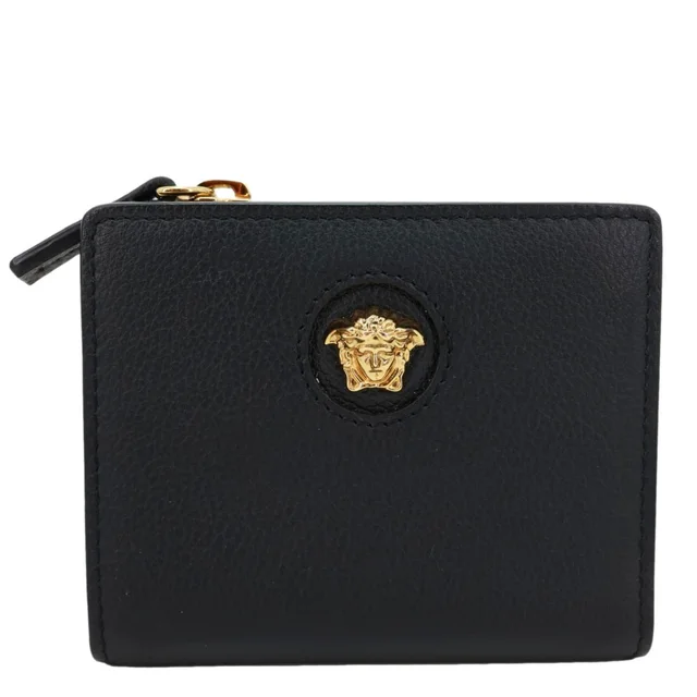 Versace La Medusa Small Leather Wallet Black in Black Leather from Dallas Designer Handbags