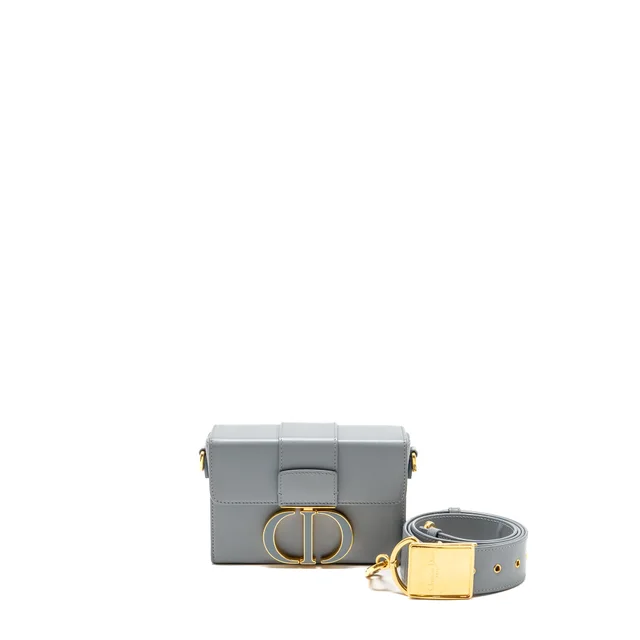 Dior 30 Montaigne Box Calfskin Blue GHW in Blue Calfskin from EMIER