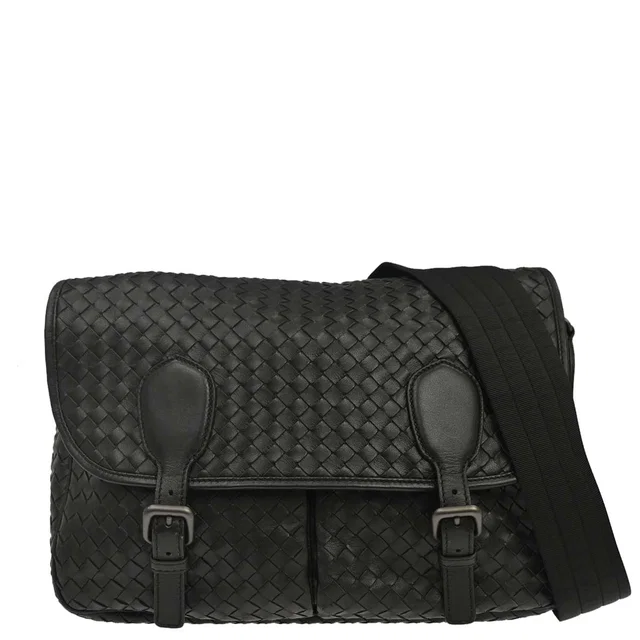 Bottega Veneta Black Lambskin Intrecciato Shoulder Bag in Black Lambskin from AMORE Vintage Tokyo