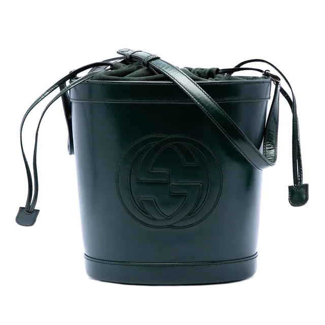 Green Gucci Calfskin Interlocking G Bucket Bag in Green Calfskin from Designer Revival