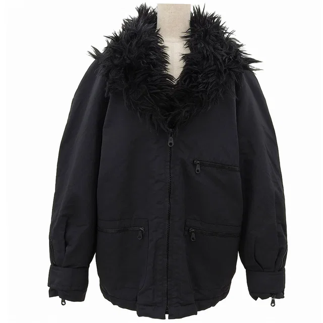 Chanel Silk Fur Down Jacket #42 Black in Black Silk from VINTAGE QOO TOKYO