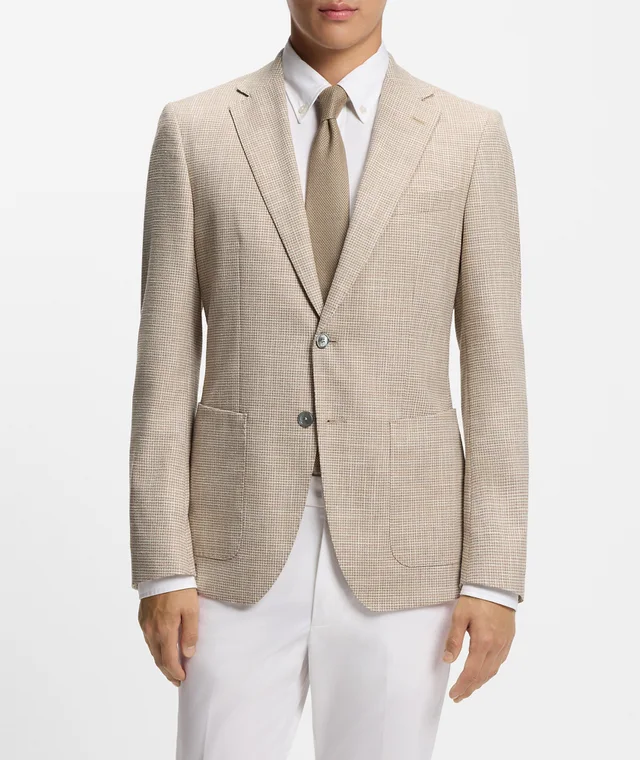 BOSS Hutson Cotton-Blend Sport Jacket in Olive 66% cotton, 20% viscose, 12% linen, 2% elastane, photo 2 of 7 from Harry Rosen