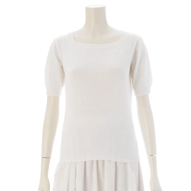 Chanel Creation Cotton Square Color CC Logo Top Short Sleeves White in White from The Reluxe