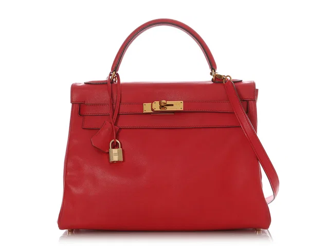 Hermès Vintage Red Swift Kelly 32 in Red Swift leather from Ann's Fabulous Finds