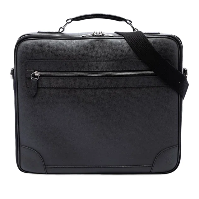 Black Louis Vuitton Taiga Porte Ordinateur Odessa Business Bag in Black Leather from Designer Revival