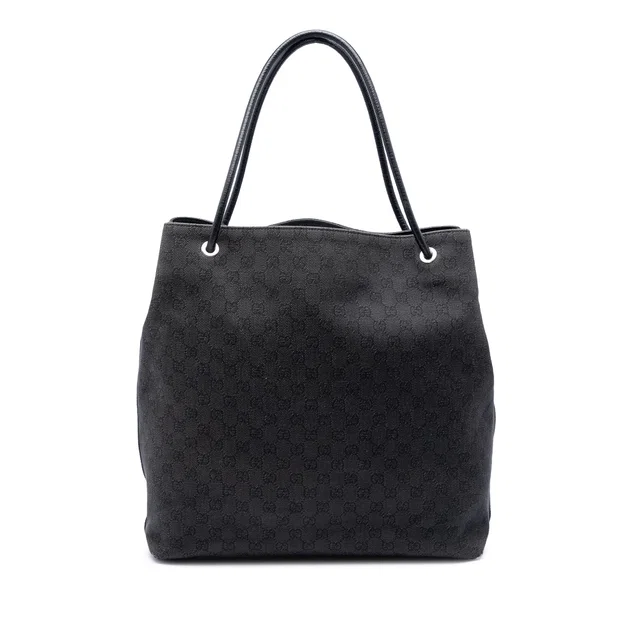 Black Gucci Large GG Denim Gifford Tote in Black Denim from Designer Revival