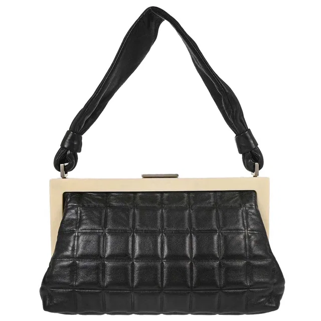 Chanel 2002-2003 Black Lambskin Choco Bar Handbag in Black Lambskin from AMORE Vintage Tokyo