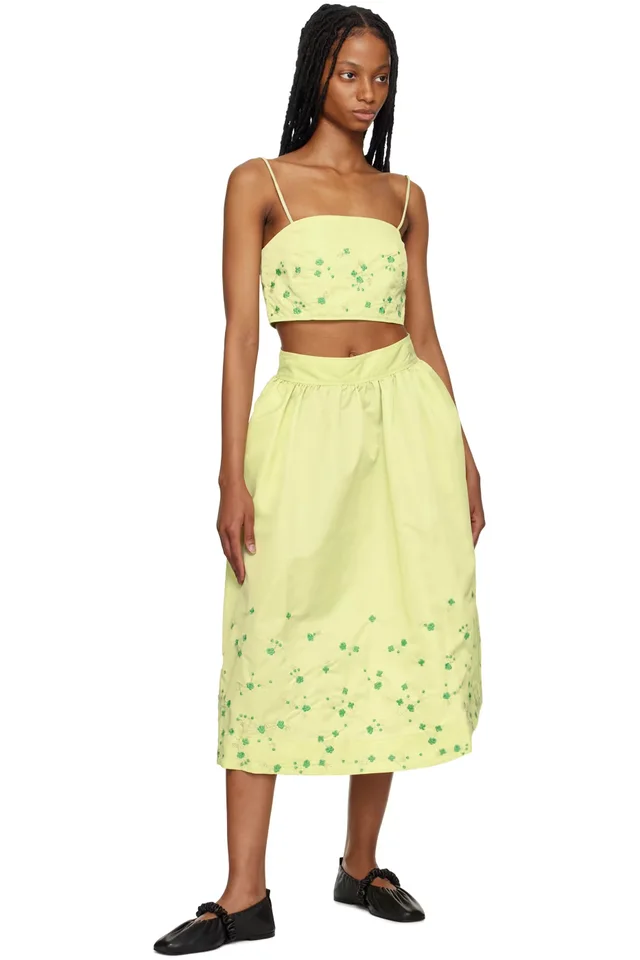 GANNI SSENSE Exclusive Green Midi Skirt, photo 4 of 4 from SSENSE
