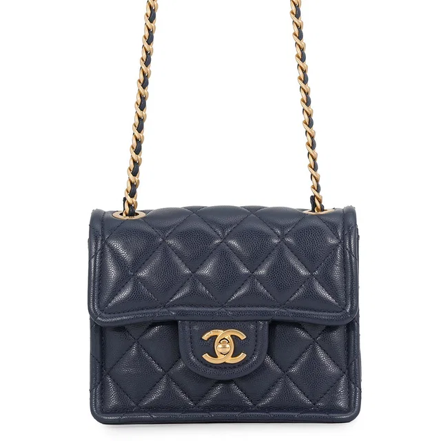Chanel Matelasse ChainShoulder NavyAS4406 Caviar Leather Size Mini in Caviar leather from GALLERY RARE