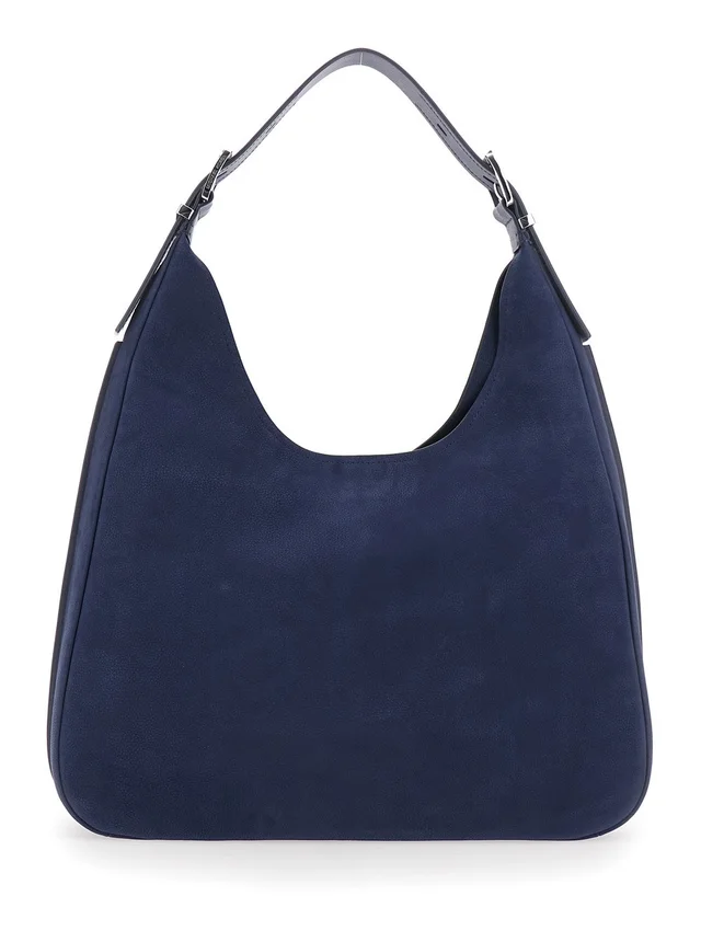 Michael michael kors 'Nolita Large' Blue Shoulder Bag with Logo Lettering on the Front in Suede Women in Blue 100% Cow Leather, photo 8 of 12 from Gaudenzi Boutique