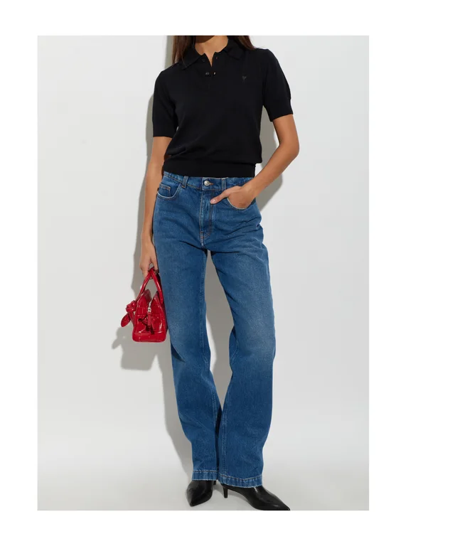 Ami Paris AMI Ami de Coeur Short-Sleeved Knitted Polo Shirt, photo 5 of 5 from SENSER