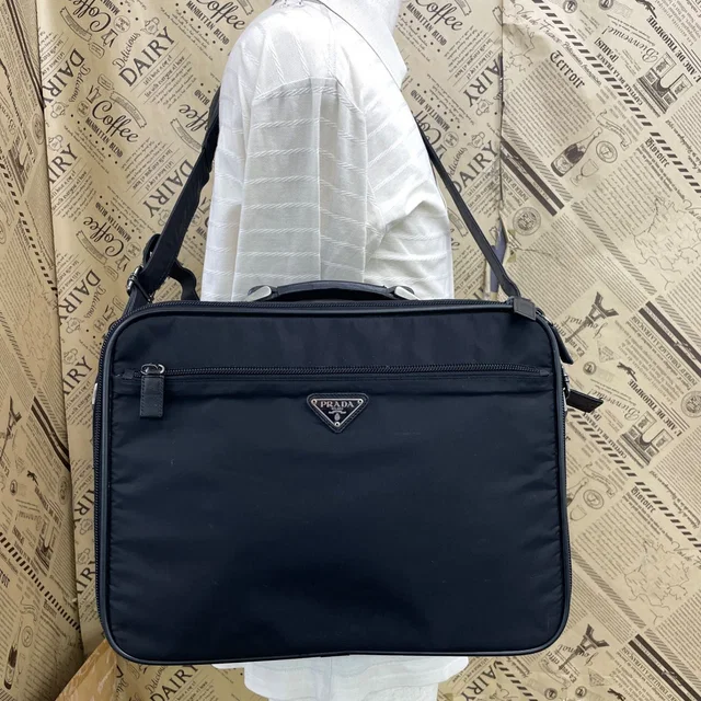 Prada Business 2-Way Shoulder Bag Black Nylon in Black Nylon from The Reluxe