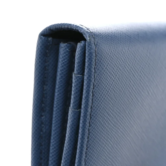 Prada Saffiano Bi-Color Metal Continental Flap Wallet Cobalto Black in Black Saffiano leather from FASHIONPHILE, photo 10 of 12