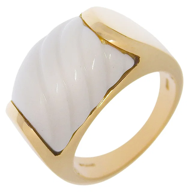 Bvlgari Tronchet Au750 White Ceramic Ring Size 11 in White Ceramic from LuxUness