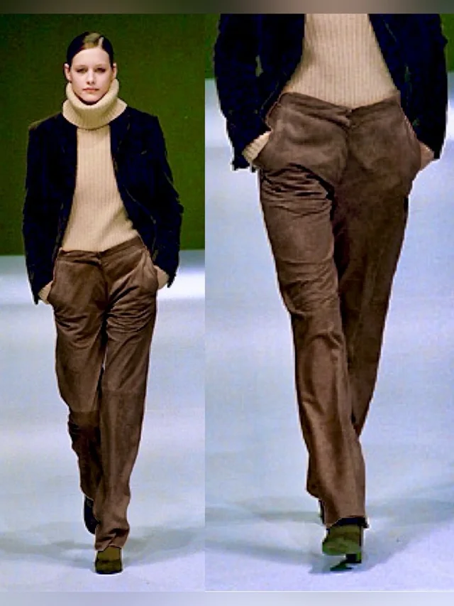 Max Mara Vintage F/W 1999 Suede Leather Straight Leg Trouser Pants In Brown in brown|red Suede from Poshmark