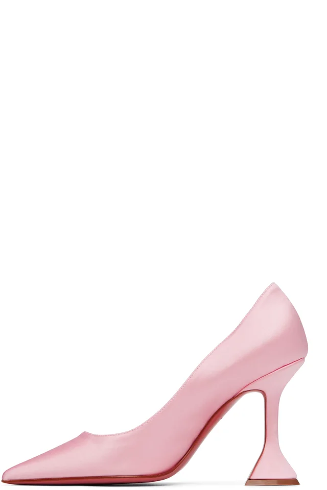 Amina Muaddi Pink Ami 95 Heels, photo 3 of 5 from SSENSE