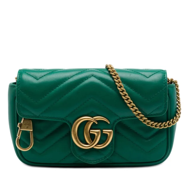 Green Gucci Mini GG Marmont Matelasse Calfskin Flap Crossbody in Green Calfskin from Designer Revival, photo 1 of 1