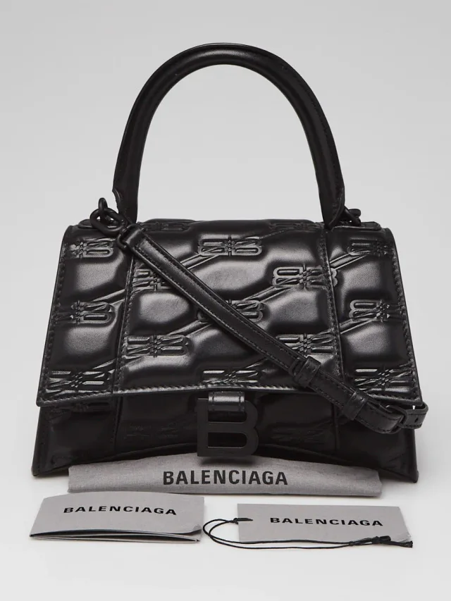 Balenciaga Black Embossed Leather Hourglass Small Top Handle Bag in Black Leather from Yoogis, photo 10 of 10