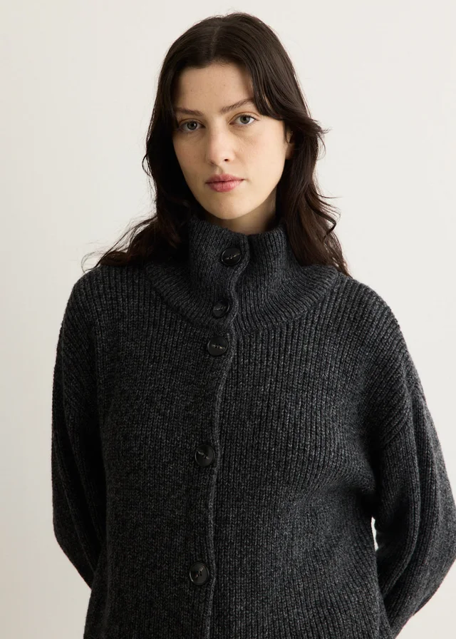 Incu Collection Hunter Funnel Rib Cardigan in Black from Incu, photo 1 of 1