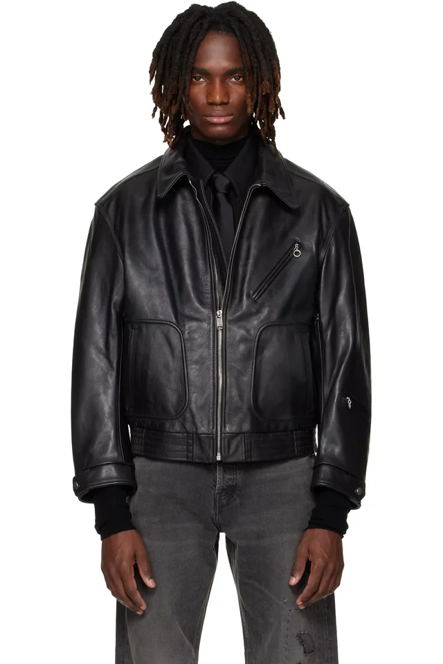 Enfants Riches Déprimés Black 'Combattimento' Leather Jacket, image 1 of 1 from SSENSE