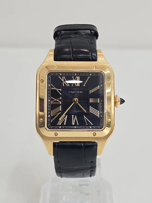 Cartier 까르띠에 산토스 뒤몽 라지 옐로우 골드 가죽 시계 WGSA0077 from GUGUS